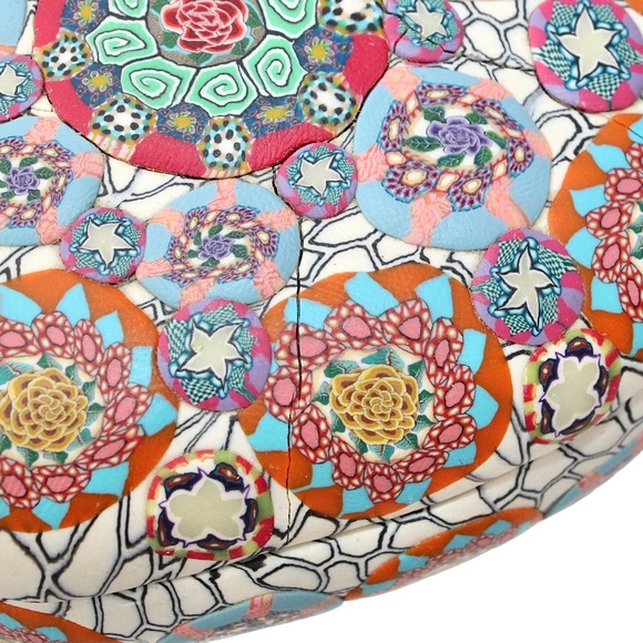 Vintage Millefiori Mosaic Heart Shaped Trinket Box Ceramic Lidded Dish - Picture 7 of 7